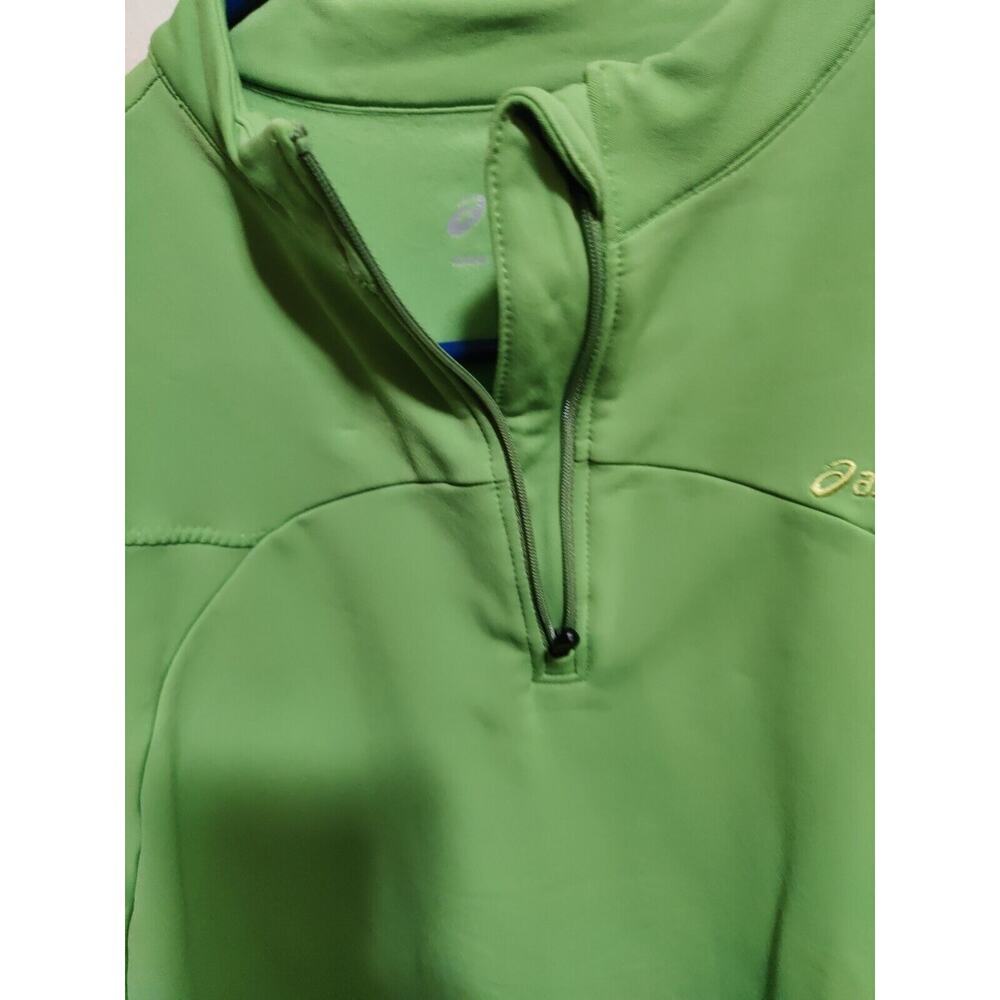Asics Women's Pullover Training Jacket Green Size Medium Sleeve Thumb Holes - Picture 15 of 16